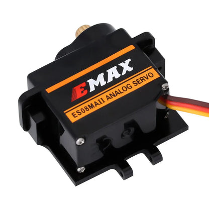 Emax Metal Gear Analog Servo (25.2oz/in|0.12sec/60-Degrees) with Black Aluminum Servo Mount and Black Brass Arm for SCX24/AX24 (INJES08MAMBB)