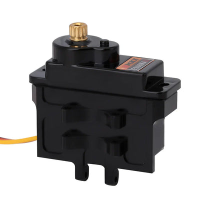 Emax Metal Gear Analog Servo (25.2oz/in|0.12sec/60-Degrees) with Black Aluminum Servo Mount and Black Brass Arm for SCX24/AX24 (INJES08MAMBB)