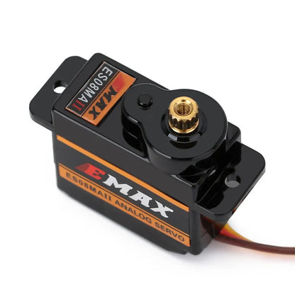 Emax Metal Gear Analog Servo (25.2oz/in|0.12sec/60-Degrees) with Black Aluminum Servo Mount and Black Brass Arm for SCX24/AX24 (INJES08MAMBB)