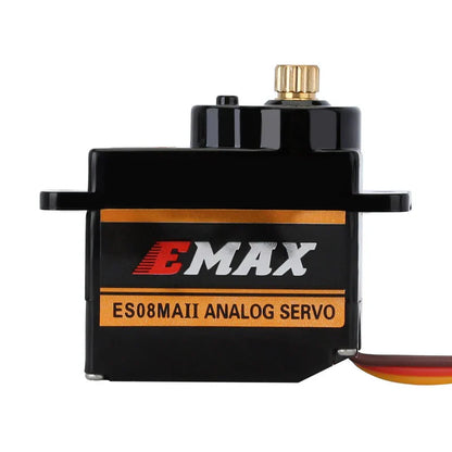 Emax Metal Gear Analog Servo (25.2oz/in|0.12sec/60-Degrees) with Black Aluminum Servo Mount and Black Brass Arm for SCX24/AX24 (INJES08MAMBB)