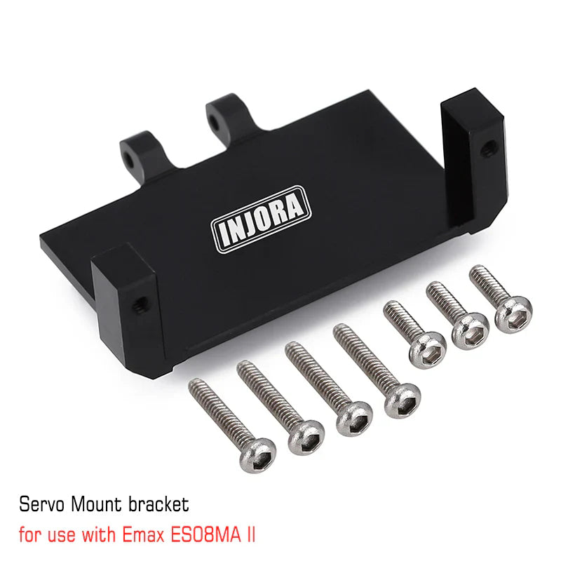 Emax Metal Gear Analog Servo (25.2oz/in|0.12sec/60-Degrees) with Black Aluminum Servo Mount and Black Brass Arm for SCX24/AX24 (INJES08MAMBB)