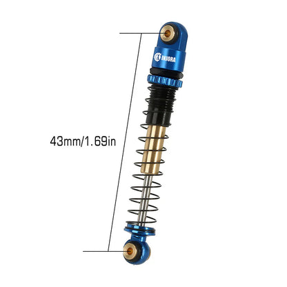 Aluminum Double-Barrel Threaded Shocks 43mm Blue for SCX24 (4) (INJSCX2427BL4)