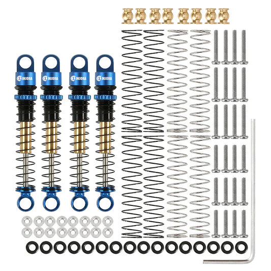 Aluminum Double-Barrel Threaded Shocks 43mm Blue for SCX24 (4) (INJSCX2427BL4)