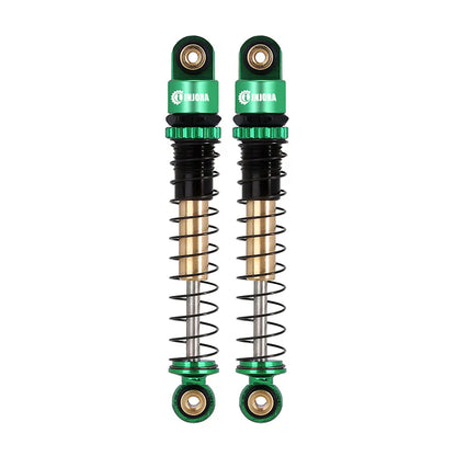 Aluminum Double-Barrel Threaded Shocks 43mm Green for SCX24 (4) (INJSCX2427GN4)