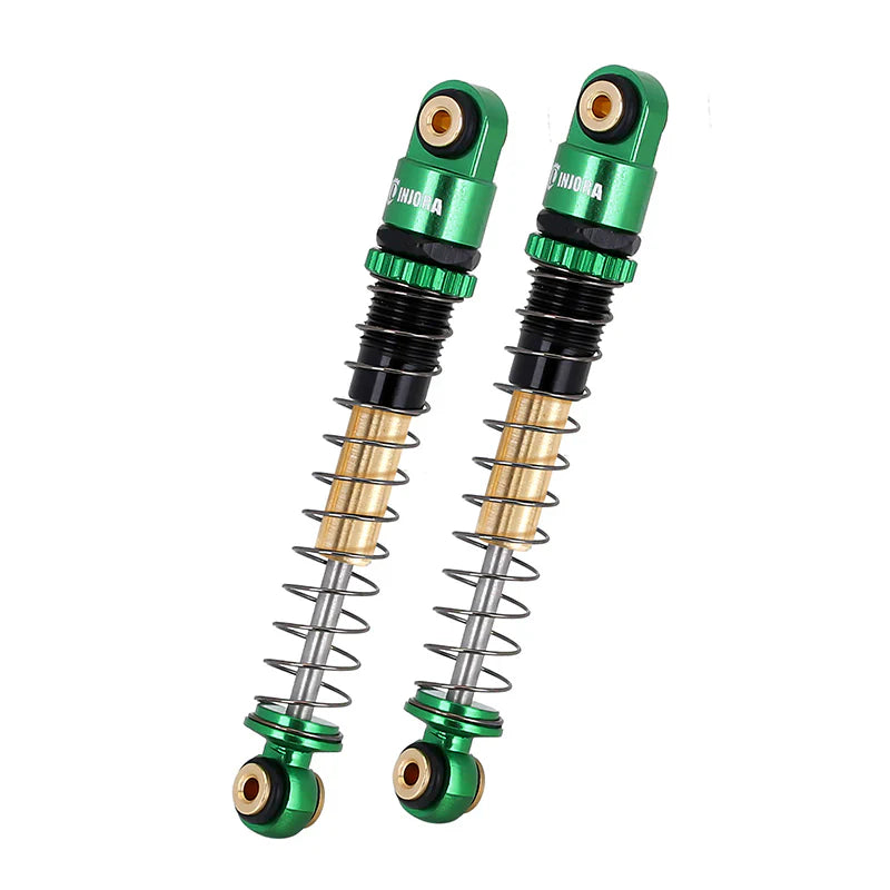 Aluminum Double-Barrel Threaded Shocks 43mm Green for SCX24 (4) (INJSCX2427GN4)