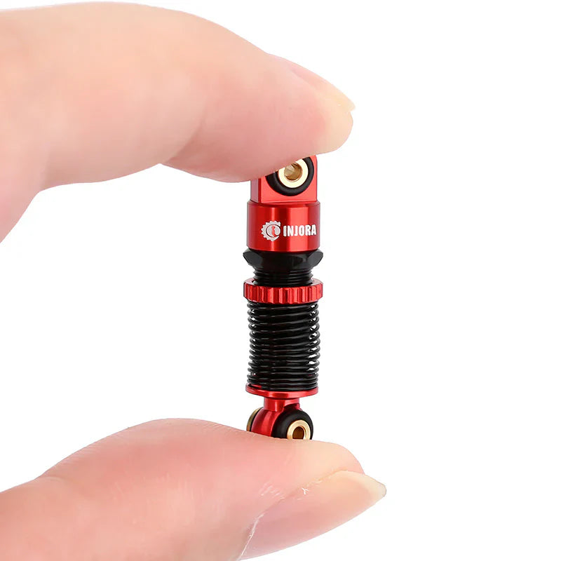 Aluminum Double-Barrel Threaded Shocks 43mm Red for SCX24 (4) (INJSCX2427RB4)