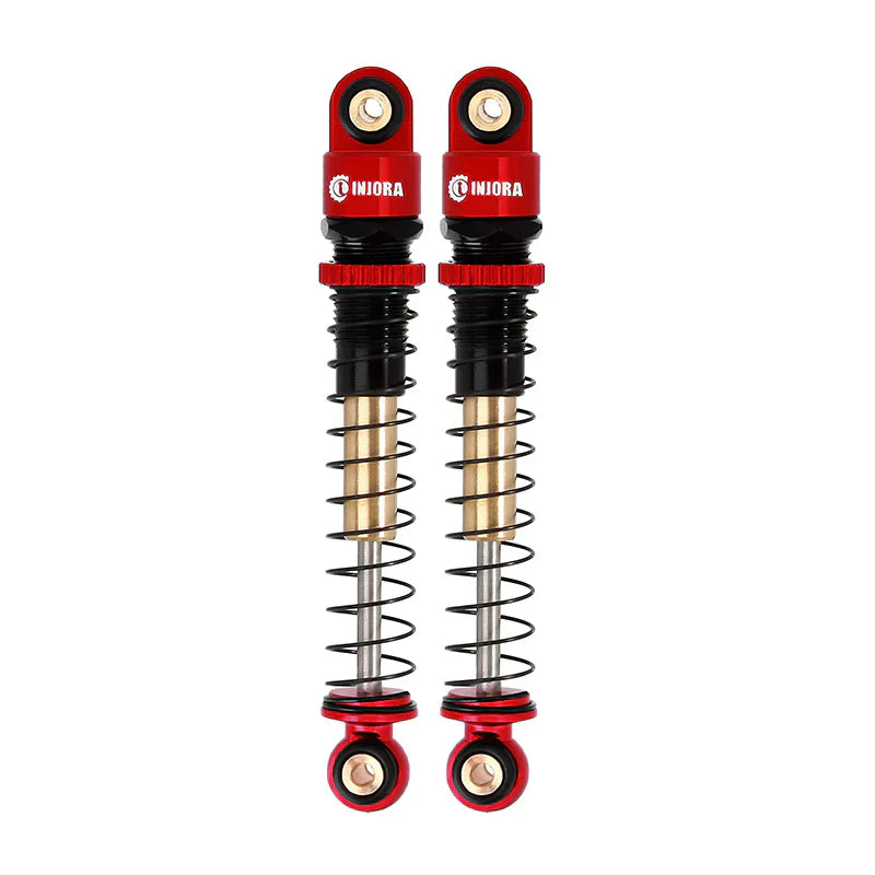 Aluminum Double-Barrel Threaded Shocks 43mm Red for SCX24 (4) (INJSCX2427RB4)