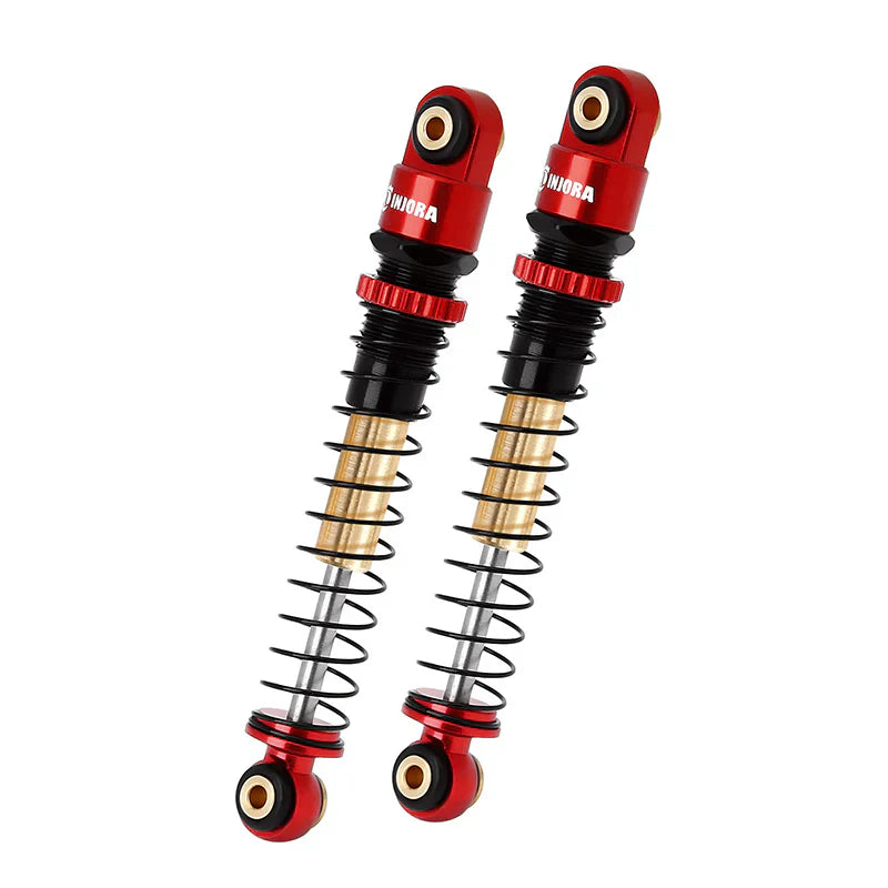 Aluminum Double-Barrel Threaded Shocks 43mm Red for SCX24 (4) (INJSCX2427RB4)