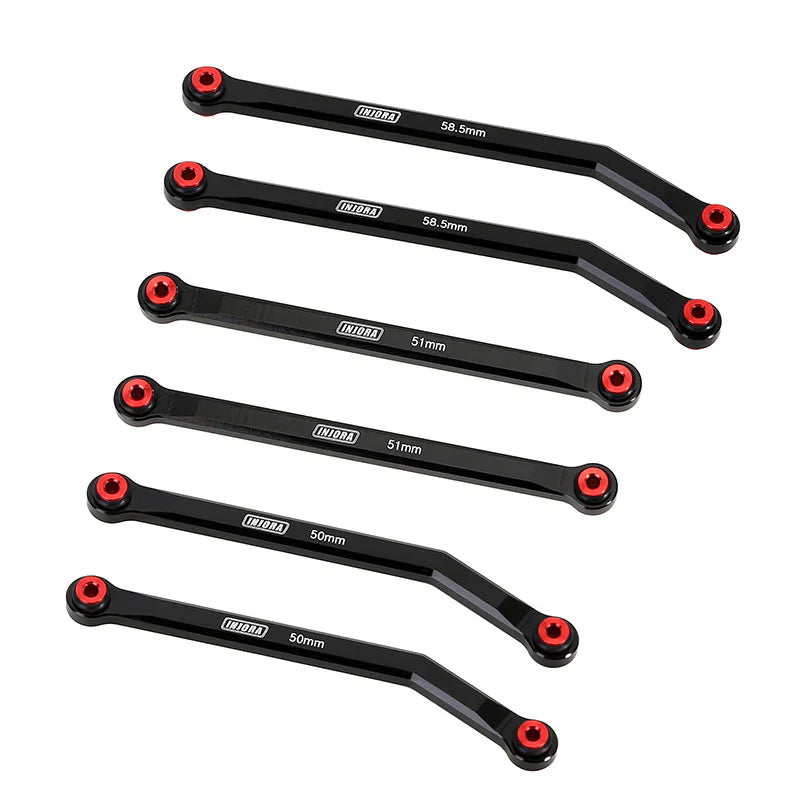 Aluminum 7-Piece High-Clearance Link Set Black for SCX24 (INJSCX2452BK)