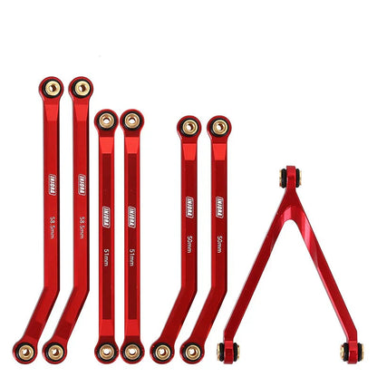 Aluminum 7-Piece High-Clearance Link Set Red for SCX24 (INJSCX2452RD)