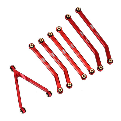 Aluminum 7-Piece High-Clearance Link Set Red for SCX24 (INJSCX2452RD)