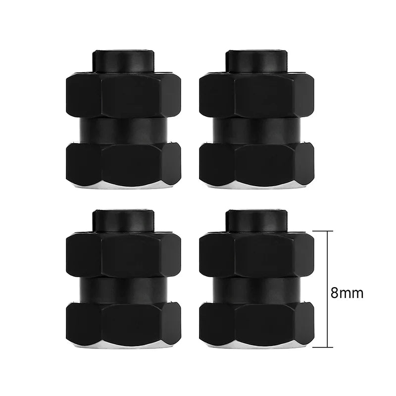 Stainless Steel Extended Wheel Hexes Black for SCX24/AX24 (4) (INJSCX2454BK)