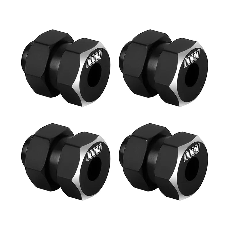 Stainless Steel Extended Wheel Hexes Black for SCX24/AX24 (4) (INJSCX2454BK)