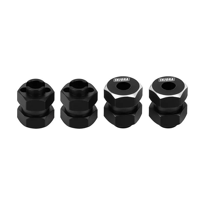 Stainless Steel Extended Wheel Hexes Black for SCX24/AX24 (4) (INJSCX2454BK)