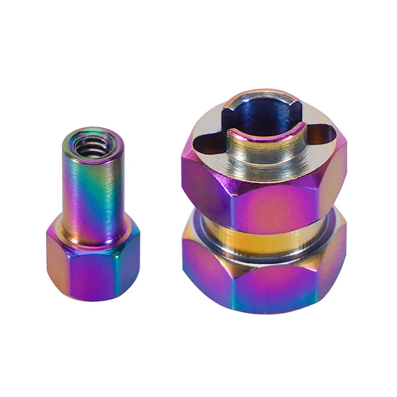 Stainless Steel Extended Wheel Hexes Rainbow for SCX24/AX24 (4) (INJSCX2454RW)