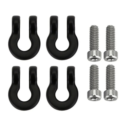 Metal D-Ring Tow Hooks Black with Hardware for SCX24 (4) (INJSCX2457BK)