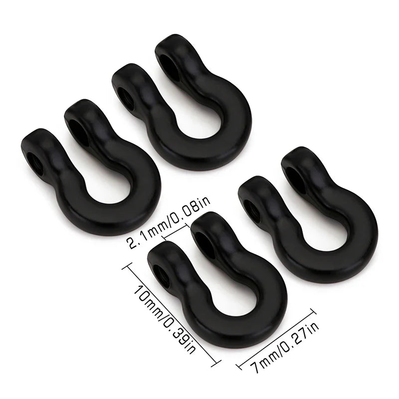 Metal D-Ring Tow Hooks Black with Hardware for SCX24 (4) (INJSCX2457BK)