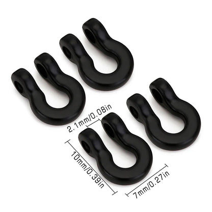 Metal D-Ring Tow Hooks Black with Hardware for SCX24 (4) (INJSCX2457BK)