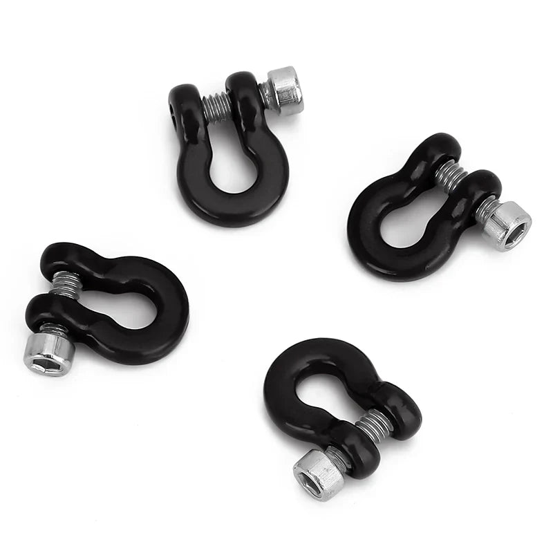 Metal D-Ring Tow Hooks Black with Hardware for SCX24 (4) (INJSCX2457BK)