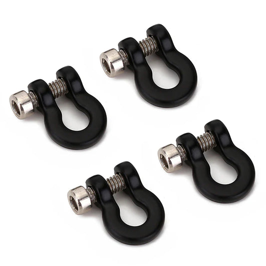 Metal D-Ring Tow Hooks Black with Hardware for SCX24 (4) (INJSCX2457BK)