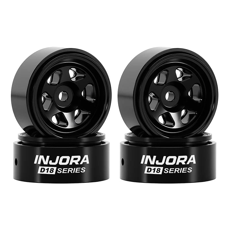 Aluminum 0.7" D18 6-Spoke Wheels for SCX30 (INJW7001BK-18)