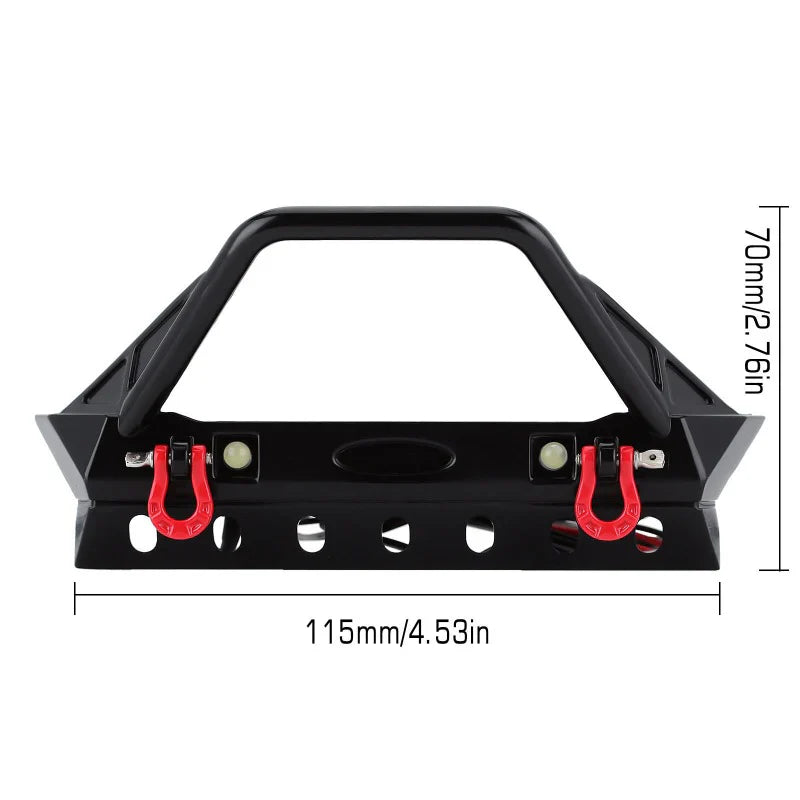 Metal F36 Front Bumper Black with Lights for 1/10 Rock Crawler (INJYQBF36)