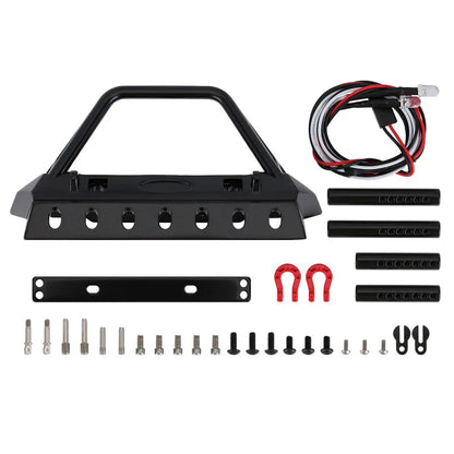 Metal F36 Front Bumper Black with Lights for 1/10 Rock Crawler (INJYQBF36)