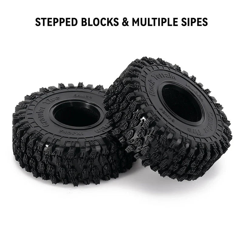 1.0" S5 Super Soft Compound Tires 64x24mm for 1/24-1/18 Rock Crawler (4) (INJYQT1011)