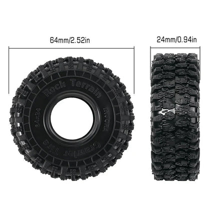 1.0" S5 Super Soft Compound Tires 64x24mm for 1/24-1/18 Rock Crawler (4) (INJYQT1011)