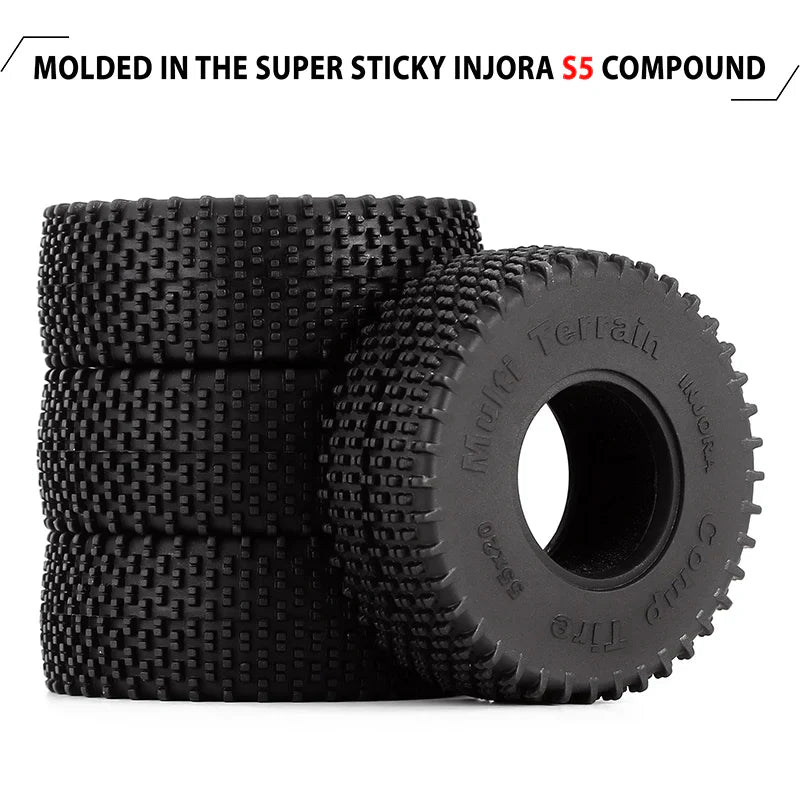 Comp Pin 1.0" S5 Super Soft Compound Tires 55x20mm for 1/24-1/18 Rock Crawler (4) (INJYQT1013)