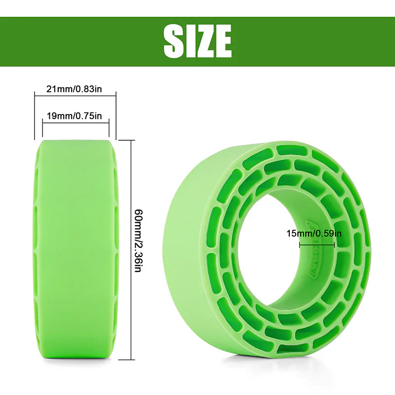 Silicone 1.3" Soft Green Rubber Inserts for 1/24-1/18 Rock Crawler (4) (INJYQT1370GN)