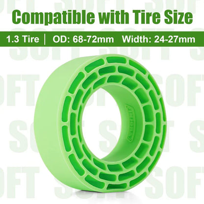 Silicone 1.3" Soft Green Rubber Inserts for 1/24-1/18 Rock Crawler (4) (INJYQT1370GN)