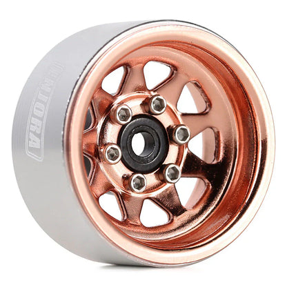 Steel 1.0" Rose Gold Deep Dish Wheels with 3.78mm Negative Offset for 1/24-1/18 Rock Crawler (4) (INJYQW1004RO)