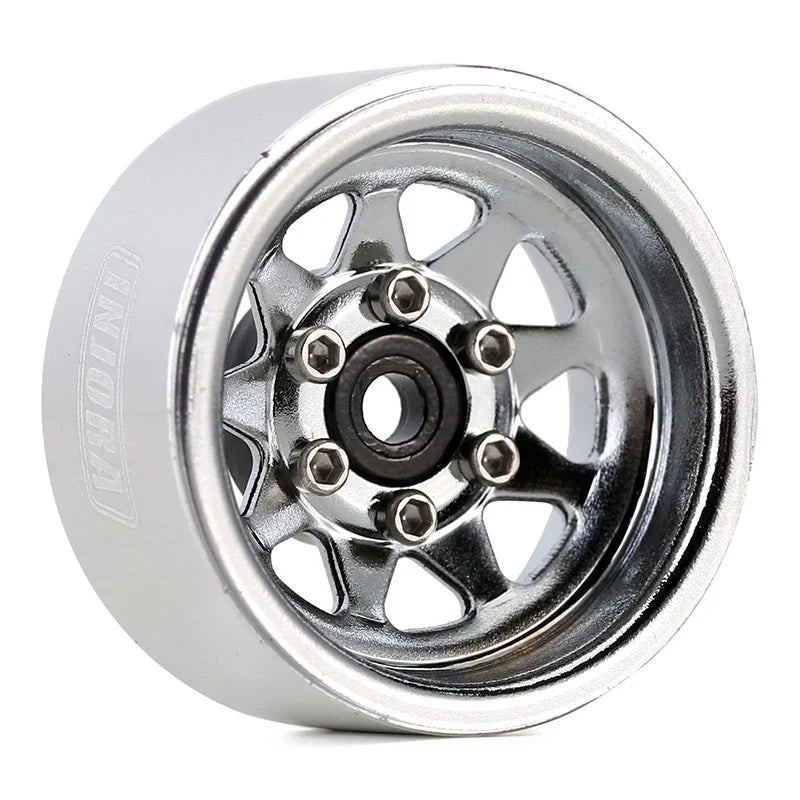 Steel 1.0" Silver Deep Dish Wheels with 3.78mm Negative Offset for 1/24-1/18 Rock Crawler (4) (INJYQW1004SR)