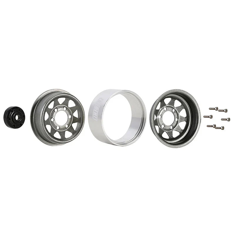 Steel 1.0" White Deep Dish Wheels with 3.78mm Negative Offset for 1/24-1/18 Rock Crawler (4) (INJYQW1004WH)