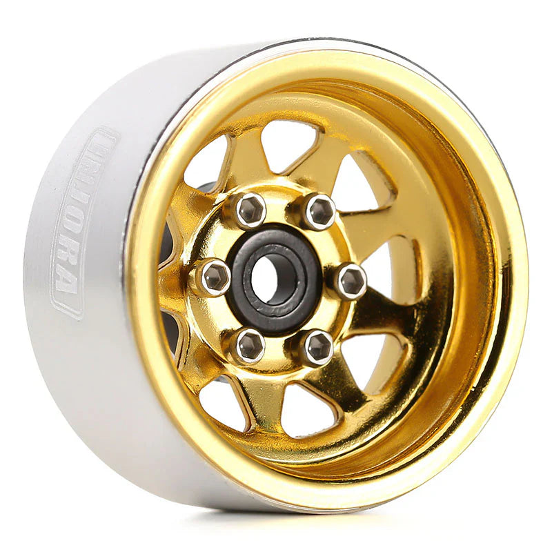 Steel 1.0" Yellow Deep Dish Wheels with 3.78mm Negative Offset for 1/24-1/18 Rock Crawler (4) (INJYQW1004YE)