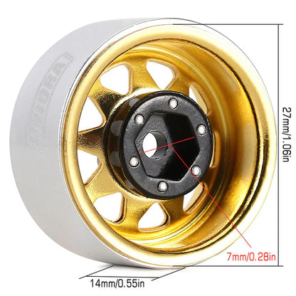 Steel 1.0" Yellow Deep Dish Wheels with 3.78mm Negative Offset for 1/24-1/18 Rock Crawler (4) (INJYQW1004YE)