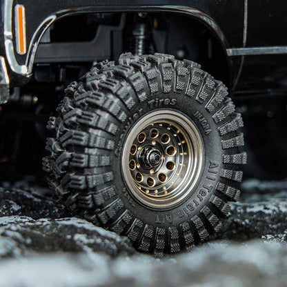 Brass 1.0" Gray Beadlock Wheels 39g with 2.65mm Negative Offset for 1/24-1/18 Rock Crawler (4) (INJYQW1008GL)