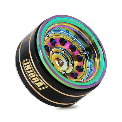 Brass 1.0" Rainbow Beadlock Wheels 39g with 2.65mm Negative Offset for 1/24-1/18 Rock Crawler (4) (INJYQW1008RW)