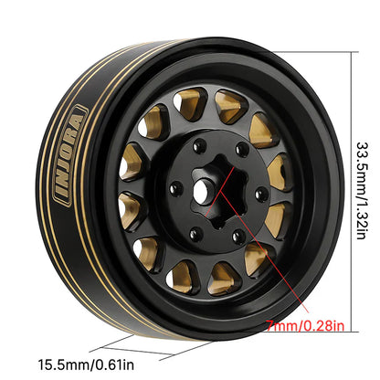 Brass 1.3" Black and Gold Beadlock Wheels 68g (4) (INJYQW1301BGD)