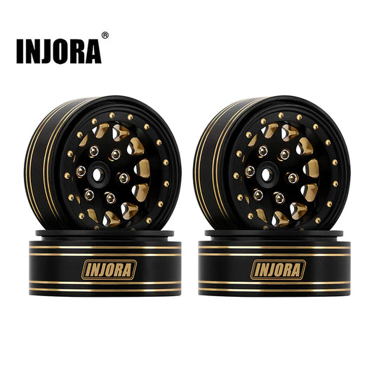 Brass 1.3" Black and Gold Beadlock Wheels 68g (4) (INJYQW1301BGD)