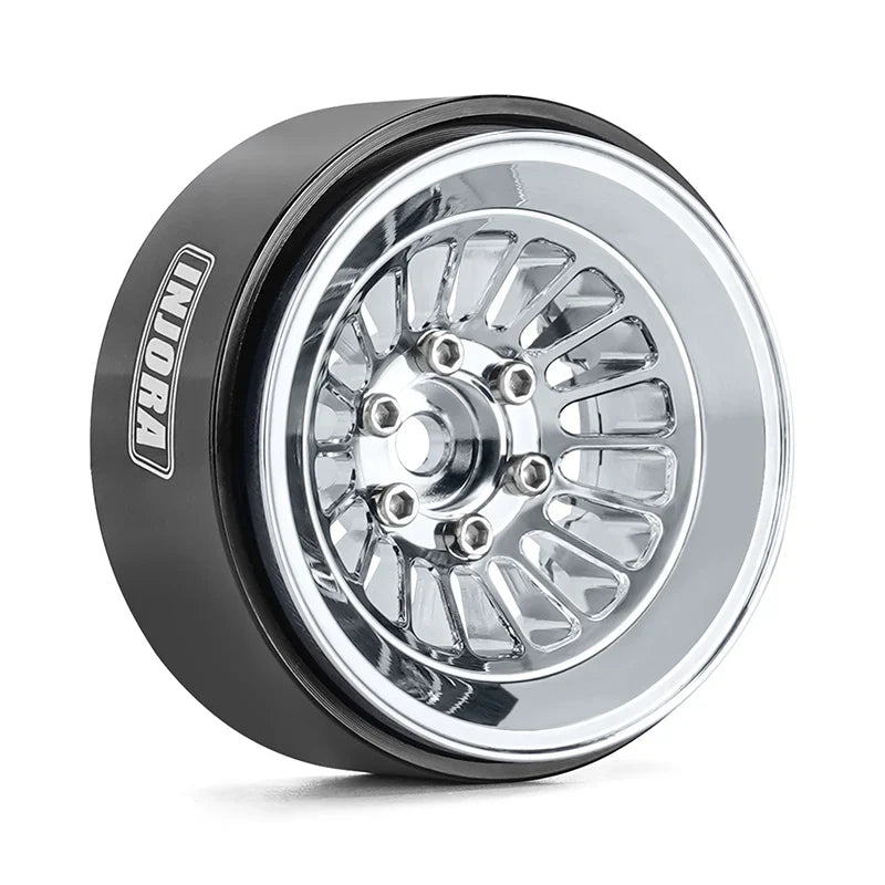 Aluminum Turbine 1.3" Beadlock Wheels Silver for 1/24-1/18 Rock Crawler (4) (INJYQW1303SR)