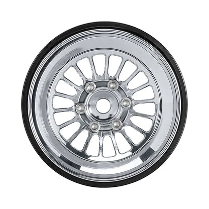 Aluminum Turbine 1.3" Beadlock Wheels Silver for 1/24-1/18 Rock Crawler (4) (INJYQW1303SR)