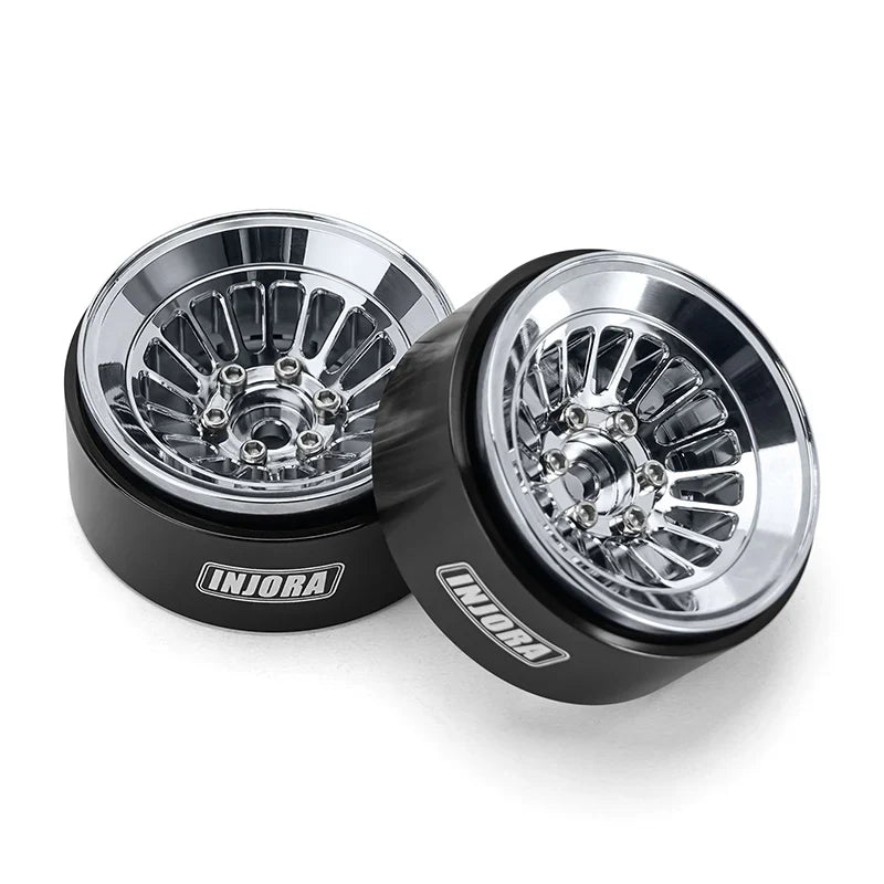 Aluminum Turbine 1.3" Beadlock Wheels Silver for 1/24-1/18 Rock Crawler (4) (INJYQW1303SR)