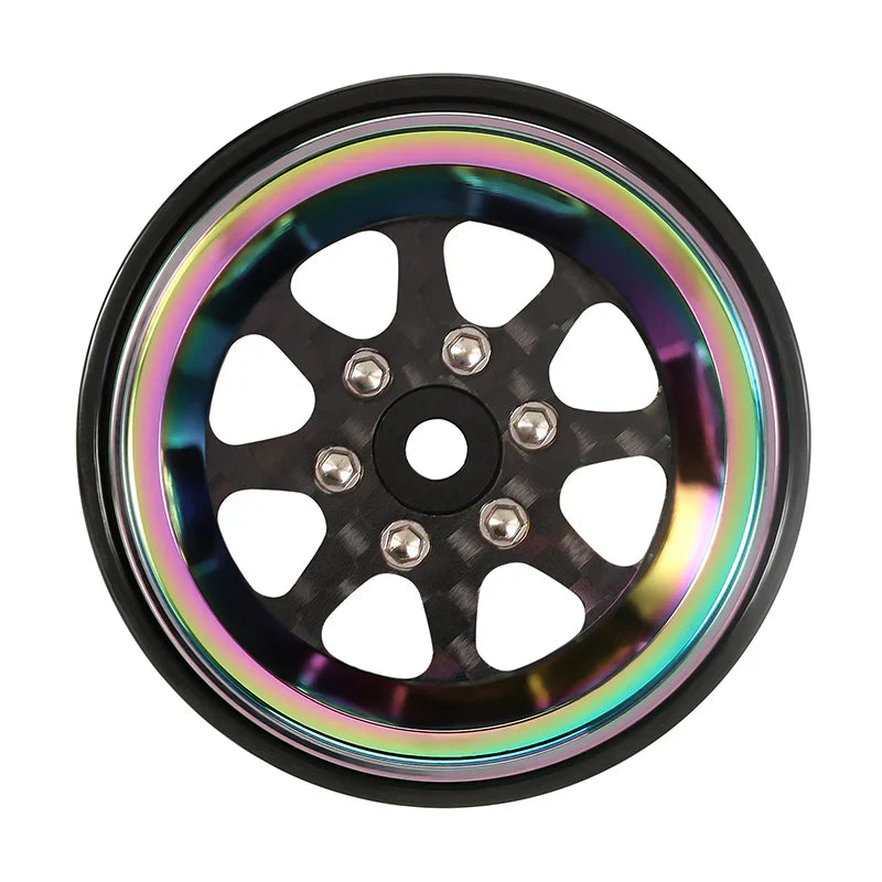 Alu /CF ModuWheel 1.3" 8-Spoke Rainbow Beadlocks w/ 4.05mm Negative Offset for 1/24-1/18 Rock Crawler (4) (INJYQWMW1305RW)