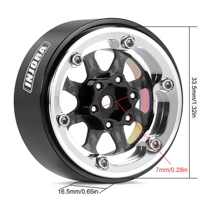 Alu /CF ModuWheel 1.3" 8-Spoke Rainbow Beadlocks w/ 4.05mm Negative Offset for 1/24-1/18 Rock Crawler (4) (INJYQWMW1305RW)