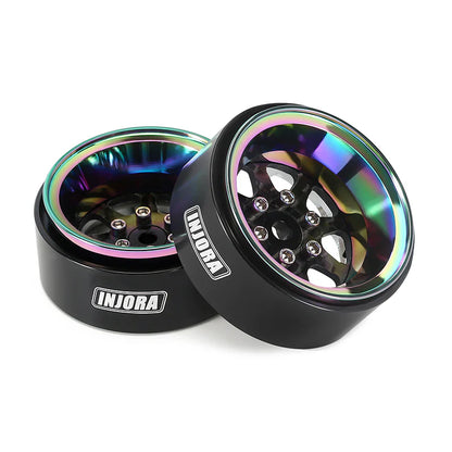 Alu /CF ModuWheel 1.3" 8-Spoke Rainbow Beadlocks w/ 4.05mm Negative Offset for 1/24-1/18 Rock Crawler (4) (INJYQWMW1305RW)