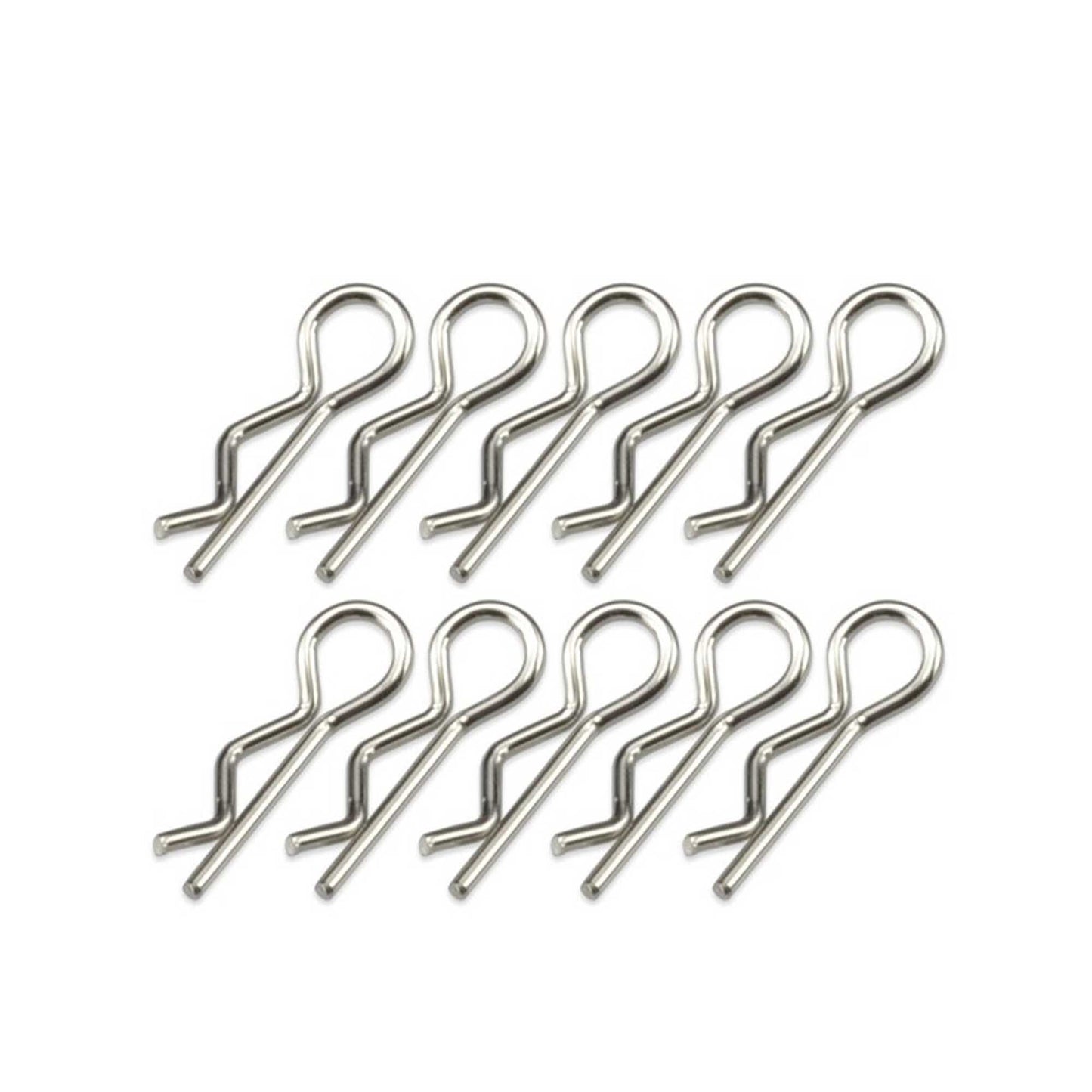 Compact Angled Body Clips Silver Pack of 10 (JCO2840S)