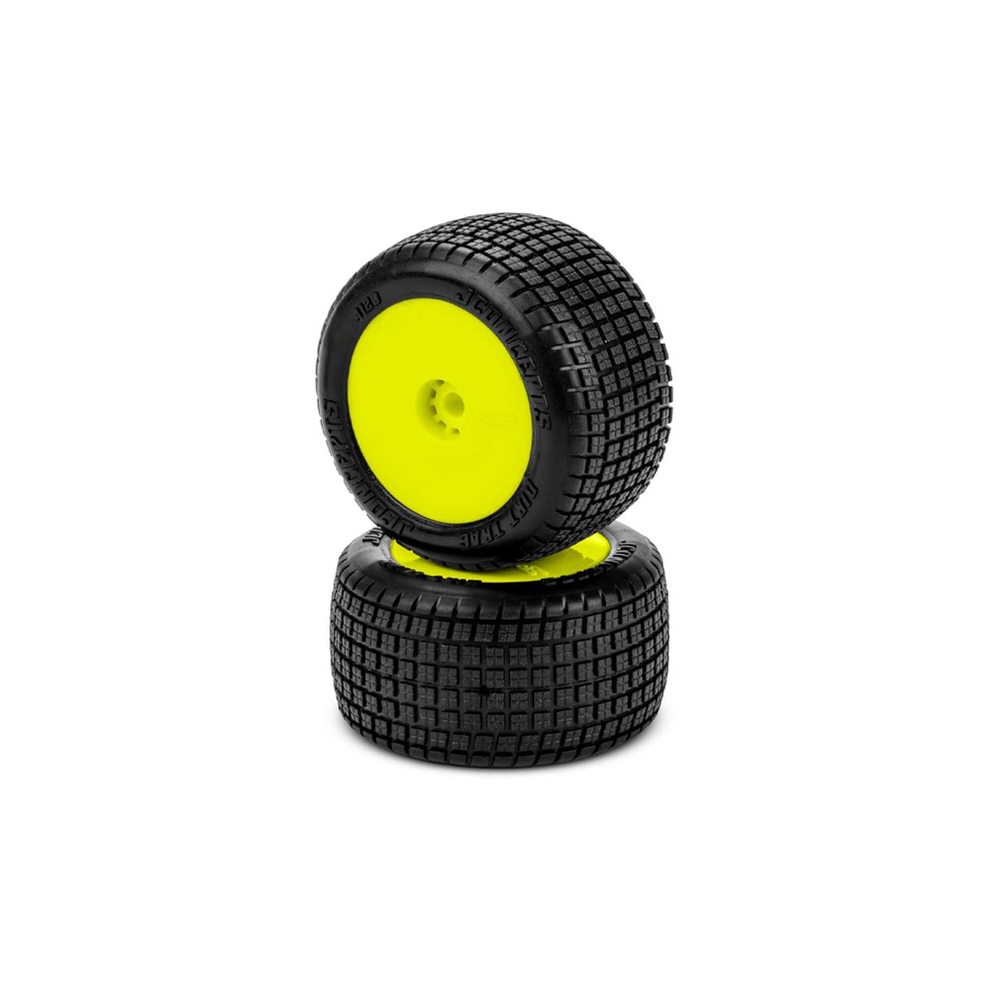 1/16 Dirt Trac Mini Rear Pre-Mounted 2WD Buggy Tires with Yellow Wheels (JCO4120-2221)