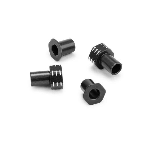 RC10B7 Aluminum Caster Hat Bushings 0mm and 3mm (4pc) Black (JCO5196-2)